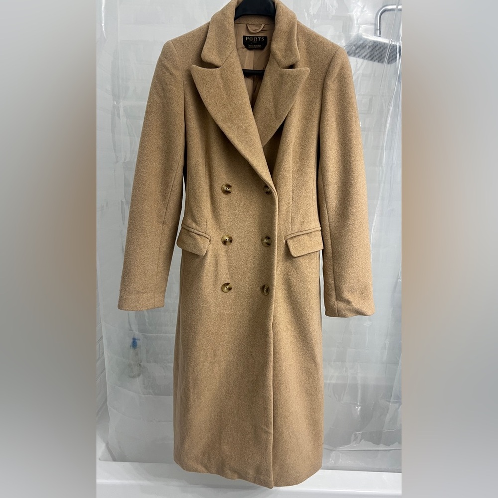 Ports 1961 Tan Double-Breasted Women's Coat